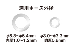 WLS（液切れセンサ）製品紹介　適用ホース外径/内径